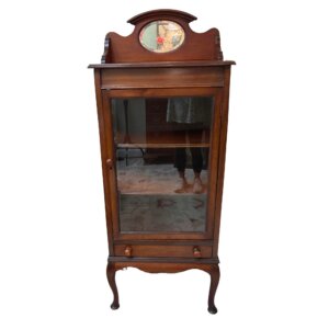 Antique Mahogany and Glass One Door Display Cabinet