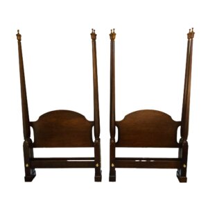 Pair of Mahogany Pencil Post Twin Beds With Rails