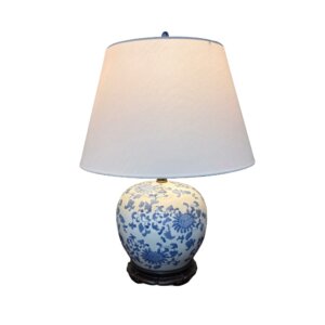 Blue and White Porcelain Asian Melon Jar Lamp