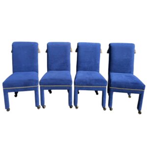 Set of 4 Royal Blue Chairs with Tassels