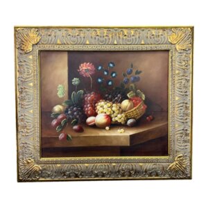 Classical Oil on Canvas of Fruit Basket Still Life
