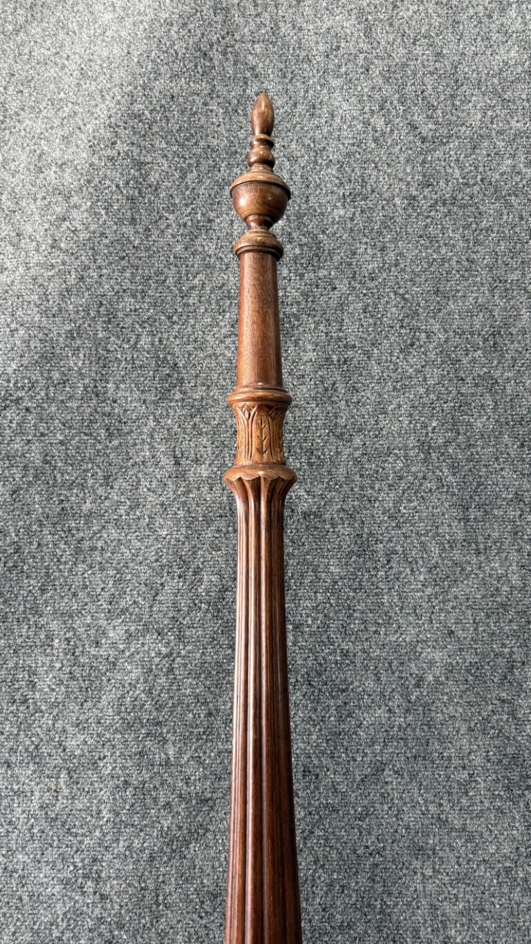 Vintage Banded Mahogany Queen Size Rice Carved Poster Bed Vintage Banded Mahogany Queen Size Rice Carved Poster Bed