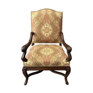 Traditional High-Back Upholstered Arm Chair