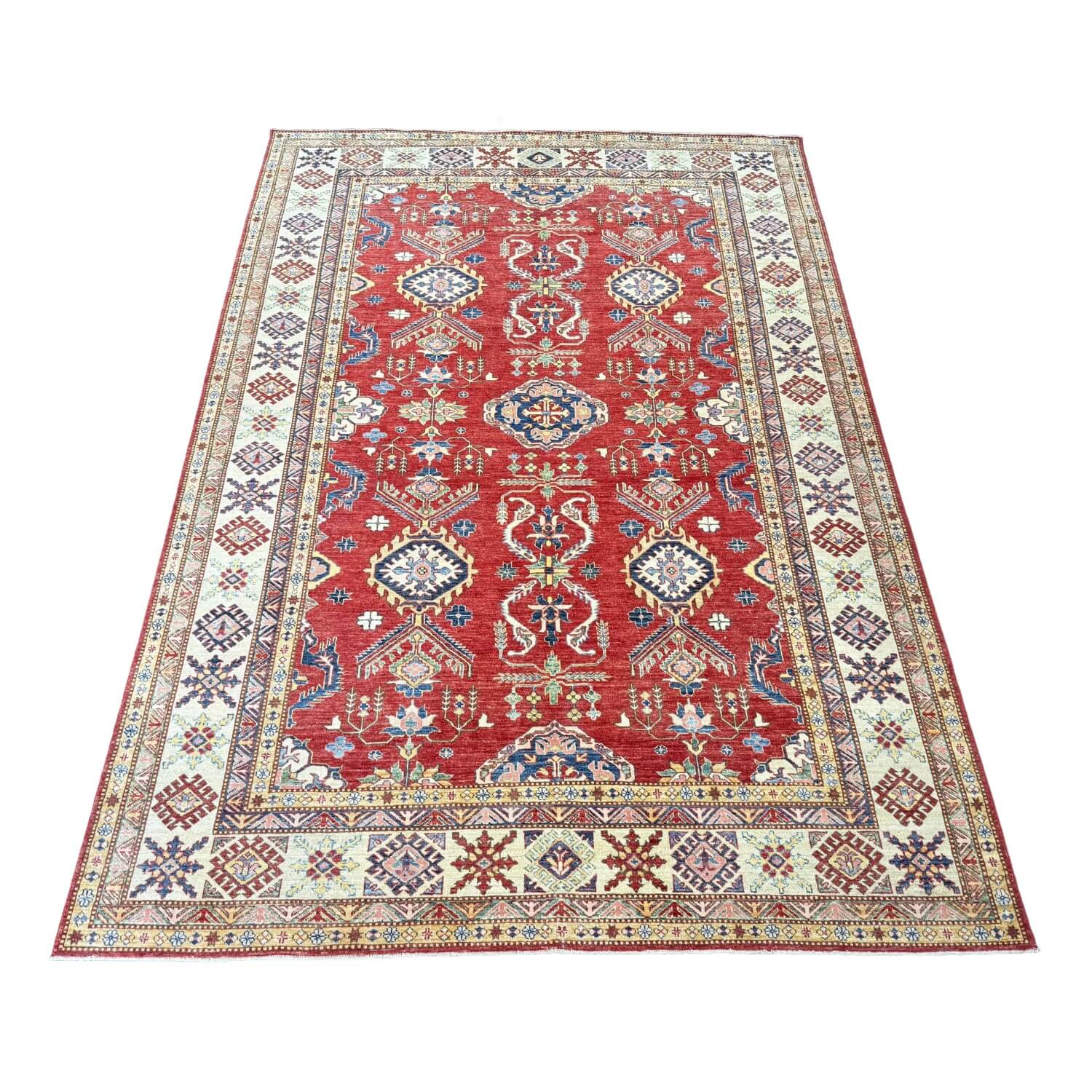 7x11 Hand-Knotted Kazak-Style Area Rug 7x11 Hand-Knotted Kazak-Style Area Rug