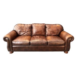 Thomasville Traditional Brown Leather Sofa