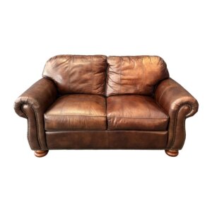 Thomasville Traditional Brown Leather Loveseat