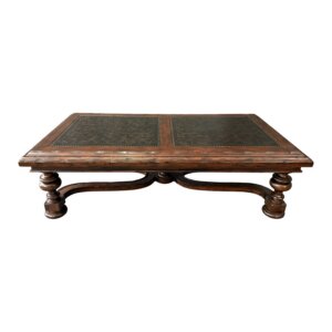 Bernhardt Coffee Table with Decorated Top and Wooden Base