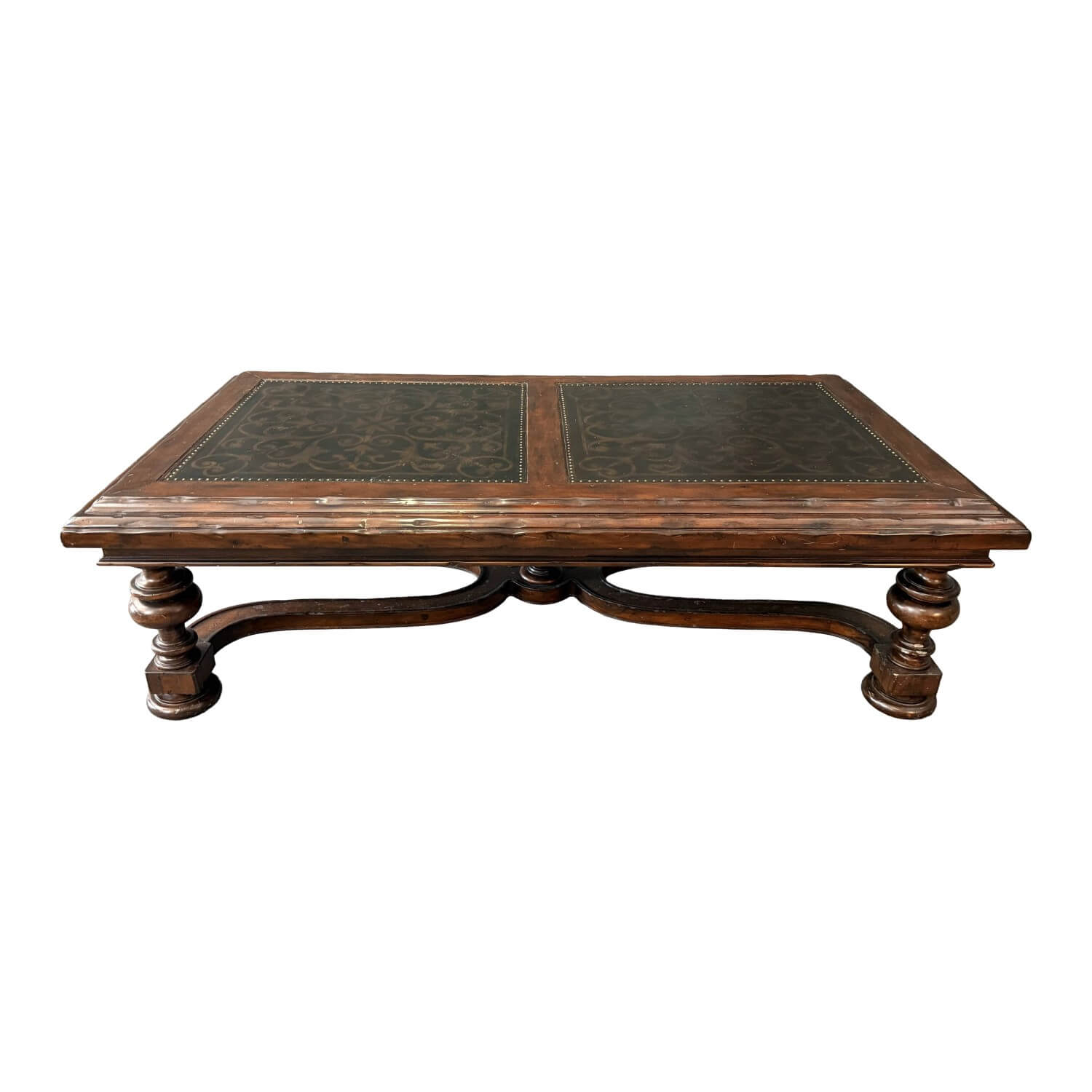 Bernhardt Coffee Table with Decorated Top and Wooden Base Bernhardt Coffee Table with Decorated Top and Wooden Base