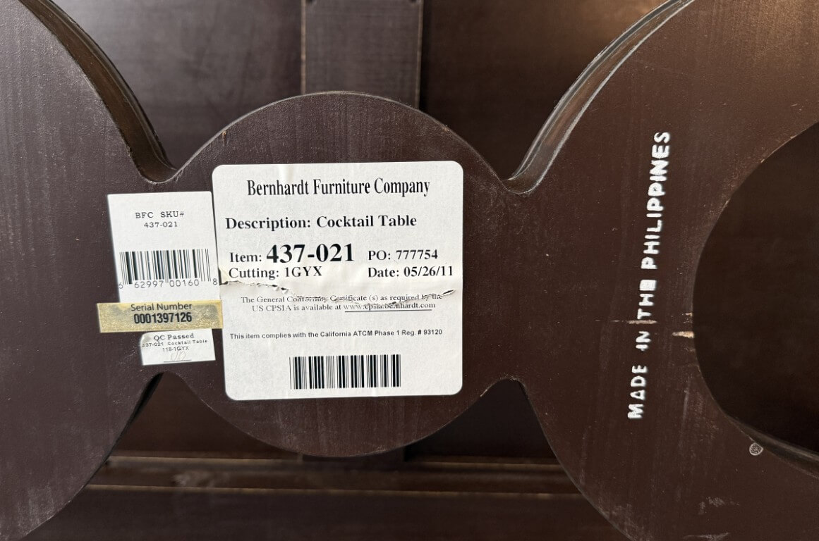 Bernhardt Coffee Table with Decorated Top and Wooden Base Bernhardt Coffee Table with Decorated Top and Wooden Base