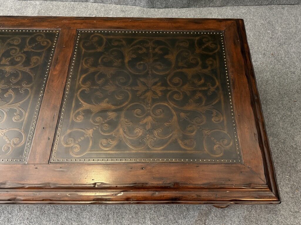 Bernhardt Coffee Table with Decorated Top and Wooden Base Bernhardt Coffee Table with Decorated Top and Wooden Base