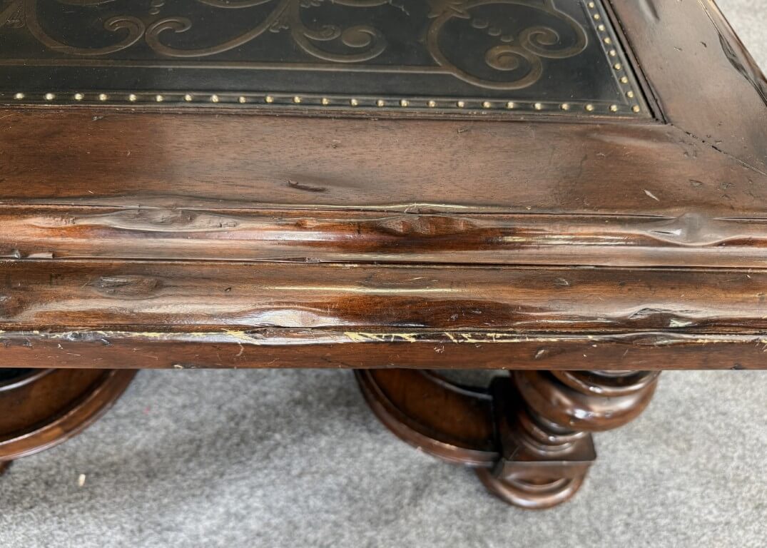 Bernhardt Coffee Table with Decorated Top and Wooden Base Bernhardt Coffee Table with Decorated Top and Wooden Base