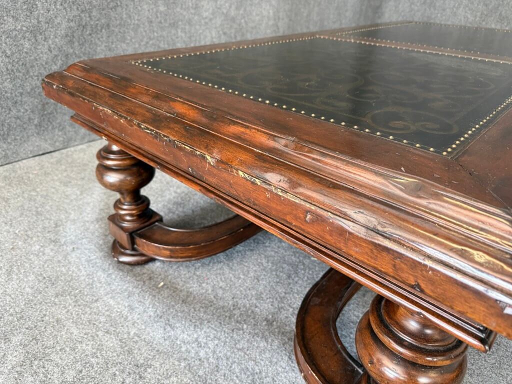 Bernhardt Coffee Table with Decorated Top and Wooden Base Bernhardt Coffee Table with Decorated Top and Wooden Base