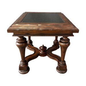 Bernhardt Side Table with Decorated Top and Wooden Base