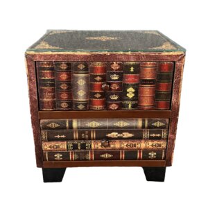 Maitland Smith Inspired Book-Themed Two-Drawer Side Table