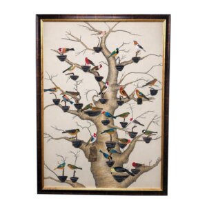 Chelsea House "The Aviary" Hand-Painted Watercolor on Silk
