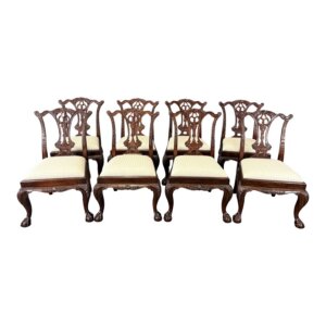Set of 8 Theodore Alexander Chippendale Style Mahogany Dining Chairs