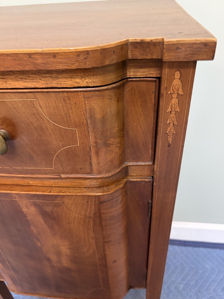 19th Century Mahogany Tall Stand with Inlay and Working Key 19th Century Mahogany Tall Stand with Inlay and Working Key
