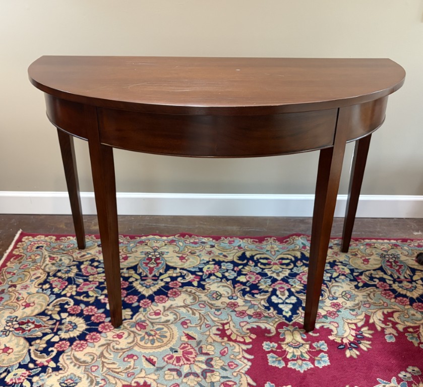 Wide Mahogany Demilune Table Wide Mahogany Demilune Table