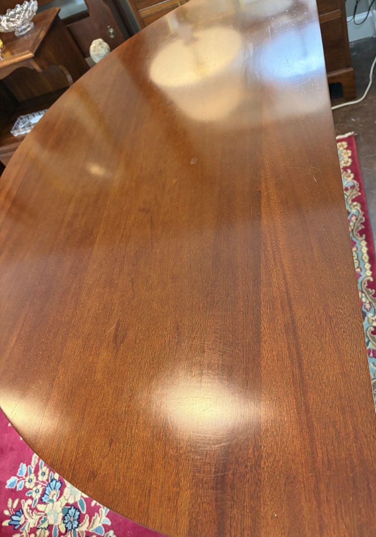 Wide Mahogany Demilune Table Wide Mahogany Demilune Table
