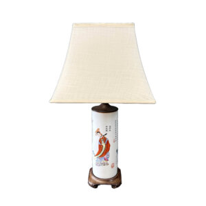 Vintage Table Lamp & Shade with Chinese Figures