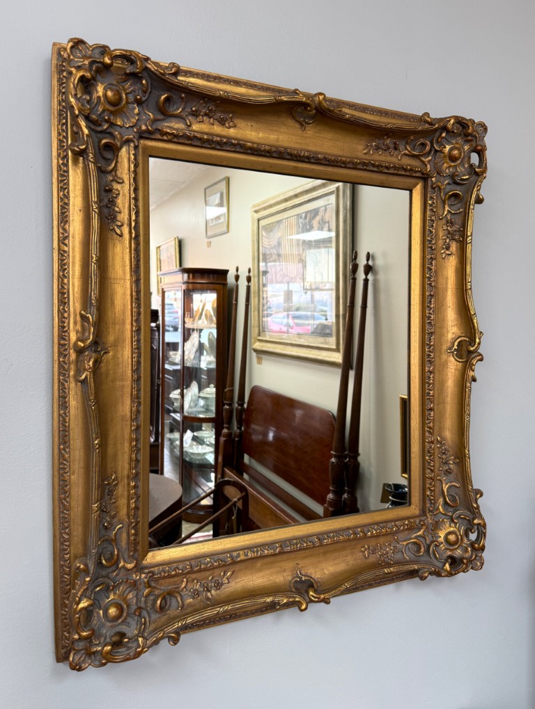 Heavily Carved Baroque-Style Gold Mirror Heavily Carved Baroque-Style Gold Mirror