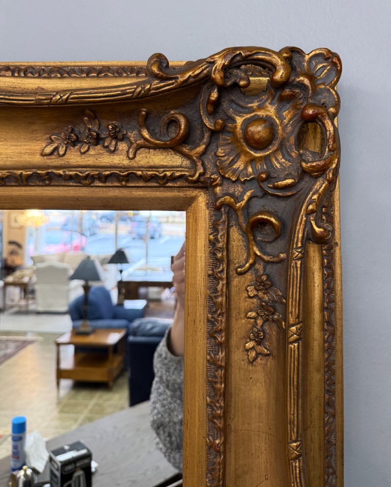 Heavily Carved Baroque-Style Gold Mirror Heavily Carved Baroque-Style Gold Mirror