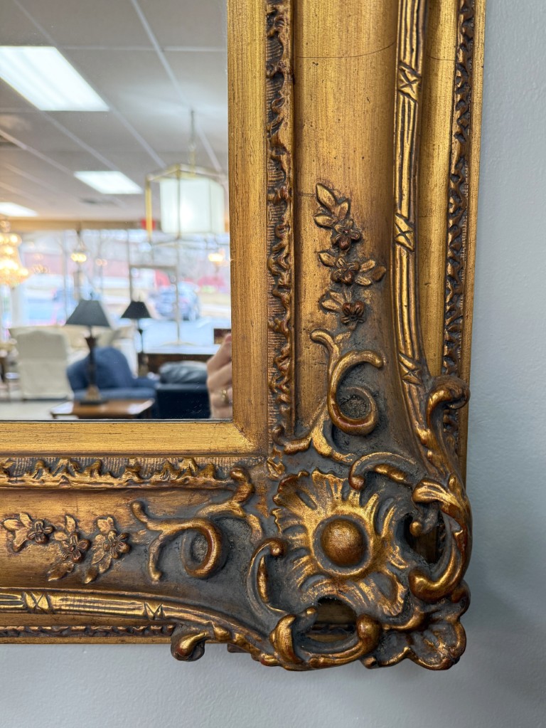 Heavily Carved Baroque-Style Gold Mirror Heavily Carved Baroque-Style Gold Mirror