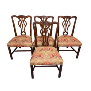 Set of Four Drexel Solid Mahogany Chippendale Style Dining Chairs