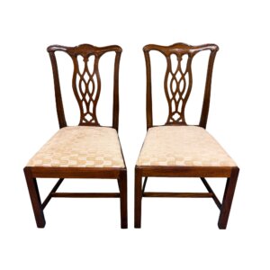 Pair of Solid Mahogany Chippendale Style Dining Chairs