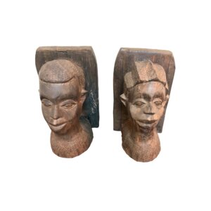 Pair of Carved African Man and Woman Bookends