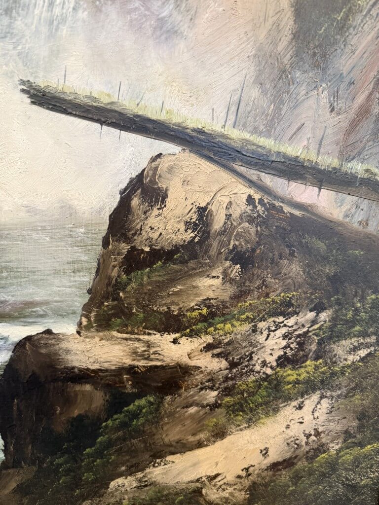 Early 1900's Oil on Board of Waterfall in Gold Gilt Frame Early 1900's Oil on Board of Waterfall in Gold Gilt Frame