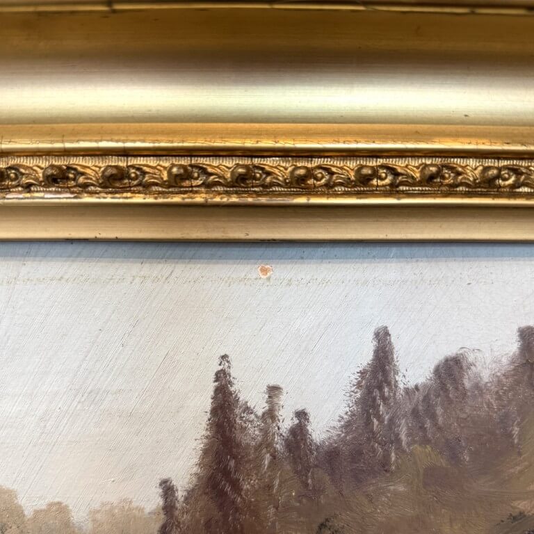 Early 1900's Oil on Board of Waterfall in Gold Gilt Frame Early 1900's Oil on Board of Waterfall in Gold Gilt Frame