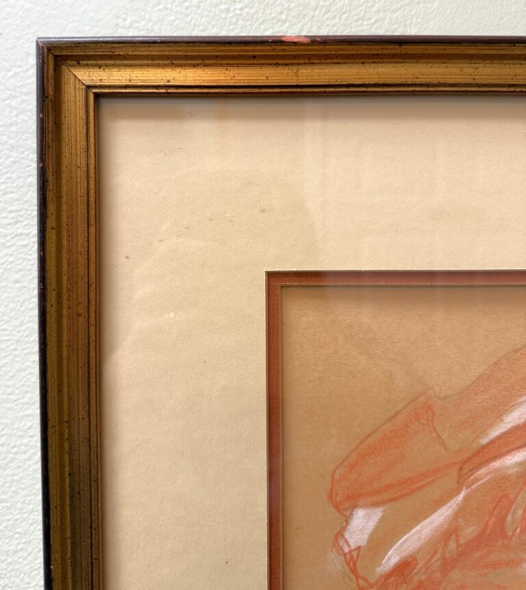 Original Portrait of a Woman in Terracotta Pastels with Gold Frame Original Portrait of a Woman in Terracotta Pastels with Gold Frame