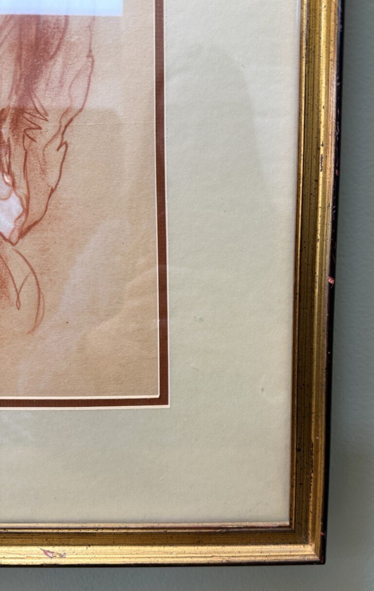 Original Portrait of a Woman in Terracotta Pastels with Gold Frame Original Portrait of a Woman in Terracotta Pastels with Gold Frame