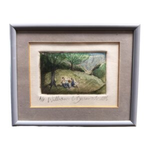 1985 Hand-Colored Etching of Couple on a Picnic by William C. Burnworth