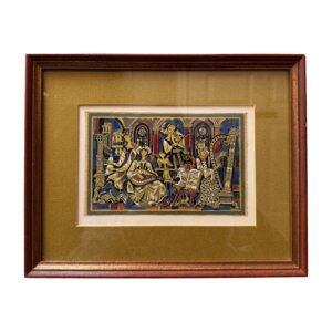 Vintage French Colorful Painting of Musicians