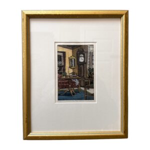 "Interior with Grandfather Clock" Aquatint by SC Artist Michael Slattery