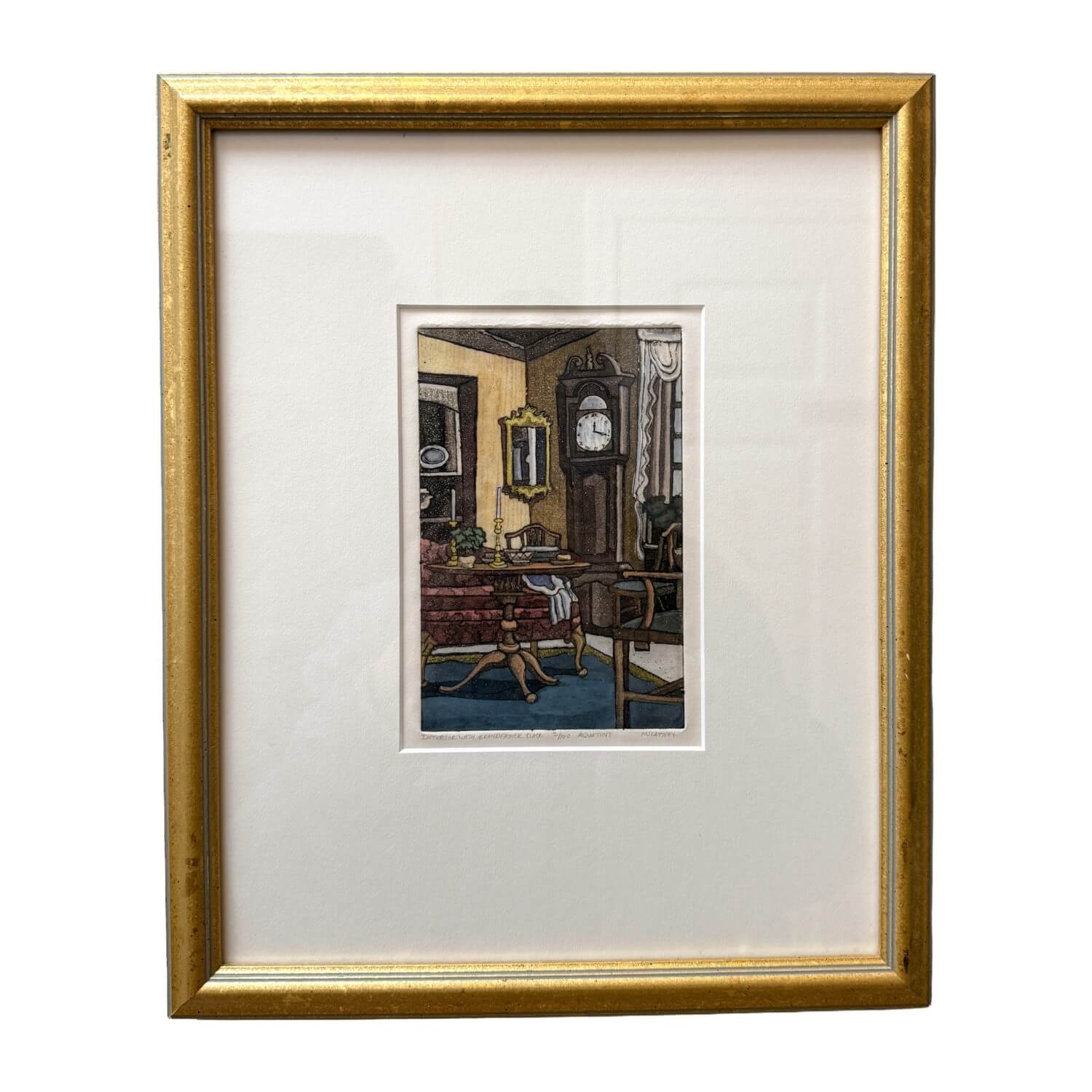 "Interior with Grandfather Clock" Aquatint by SC Artist Michael Slattery "Interior with Grandfather Clock" Aquatint by SC Artist Michael Slattery