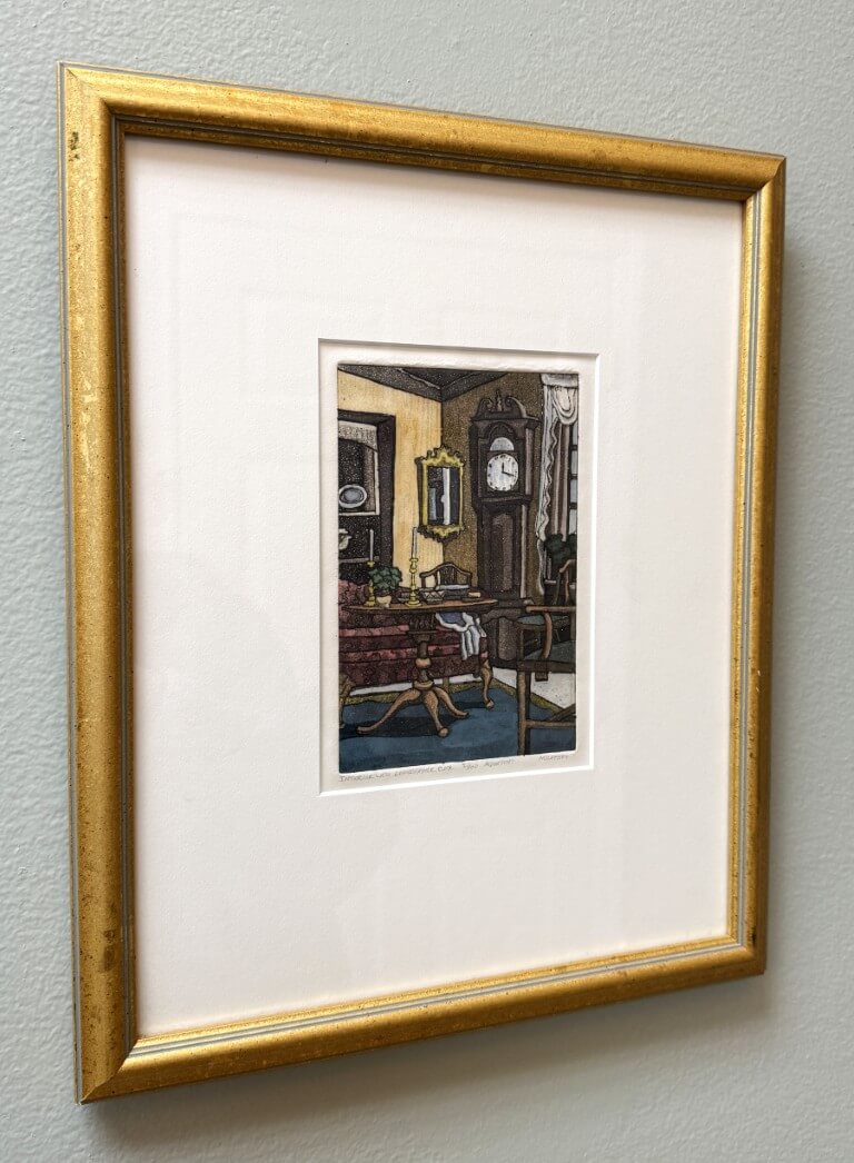 "Interior with Grandfather Clock" Aquatint by SC Artist Michael Slattery "Interior with Grandfather Clock" Aquatint by SC Artist Michael Slattery