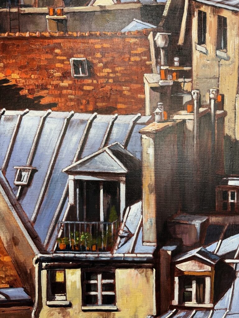 "Tuiles et Zinc" by Philippe Vermeulen "Fifax" Original Oil on Canvas "Tuiles et Zinc" by Philippe Vermeulen "Fifax" Original Oil on Canvas