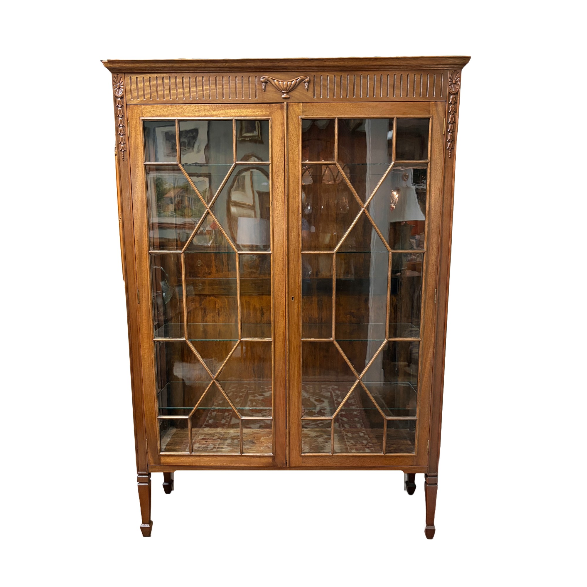 Antique Adams Style Glass Door China Cabinet circa 1920 Antique Adams Style Glass Door China Cabinet circa 1920