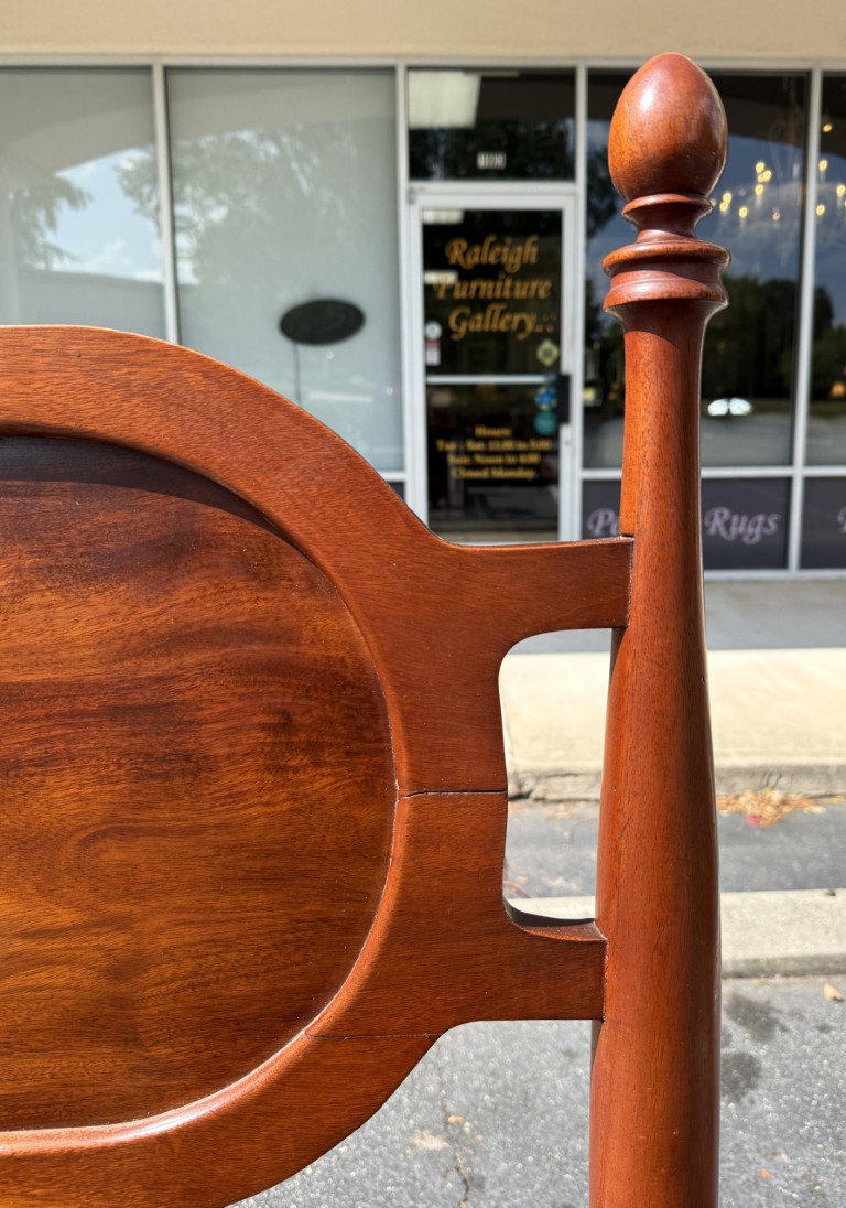 Pair of Vintage Mahogany Twin Bed Frames with Oval Panel Headboards Pair of Vintage Mahogany Twin Bed Frames with Oval Panel Headboards