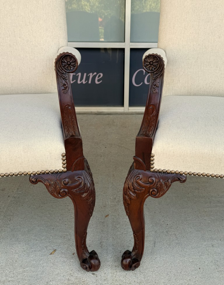 Pair of Baker Furniture Stately Homes Gainsborough Arm Chairs in White Pair of Baker Furniture Stately Homes Gainsborough Arm Chairs in White