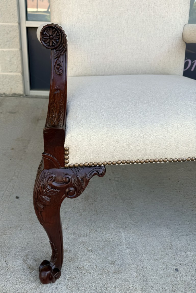 Pair of Baker Furniture Stately Homes Gainsborough Arm Chairs in White Pair of Baker Furniture Stately Homes Gainsborough Arm Chairs in White