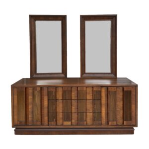 1970s Brutalist-Inspired Dresser with Two Mirrors