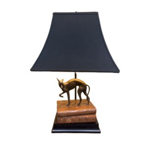 Bronze Whippet and Faux Book Lamp From Bombay Company with Original Shade