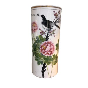 Antique Asian Hand Painted Porcelain Brush Pot Vase