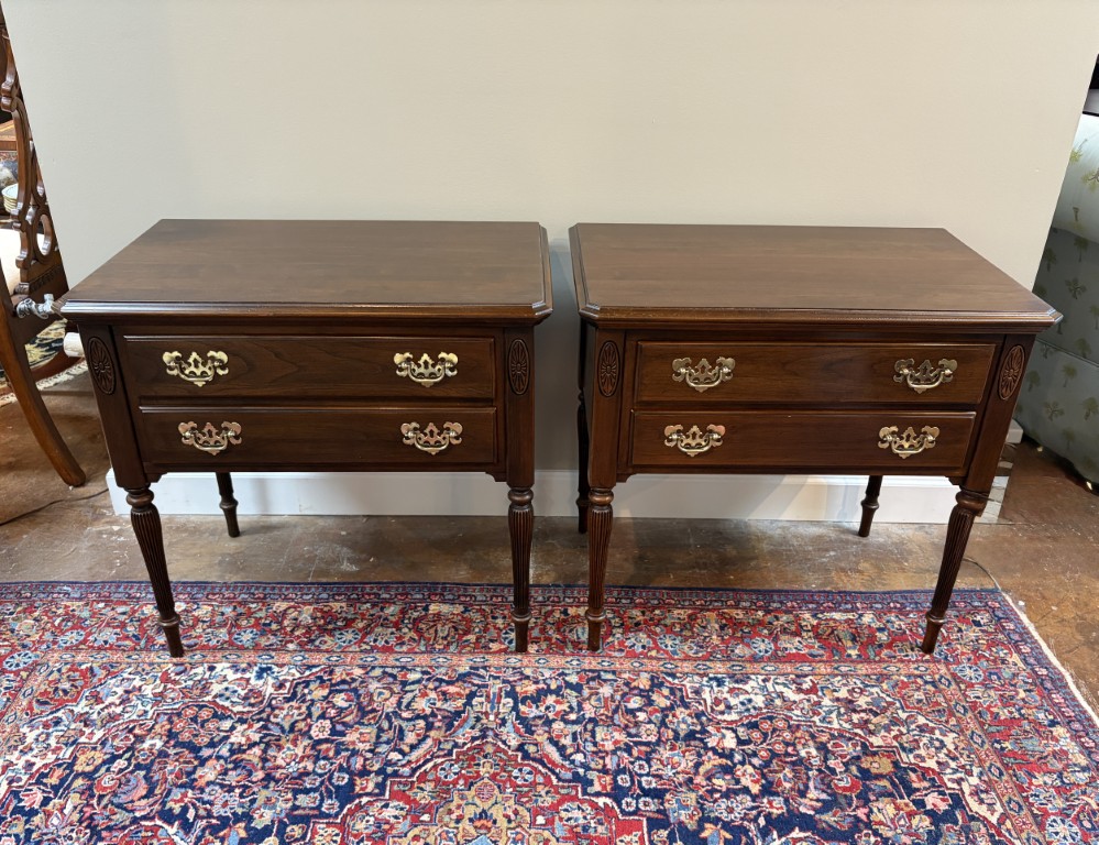 Pair of Ethan Allen Cherry Two Drawer Nightstands Pair of Ethan Allen Cherry Two Drawer Nightstands