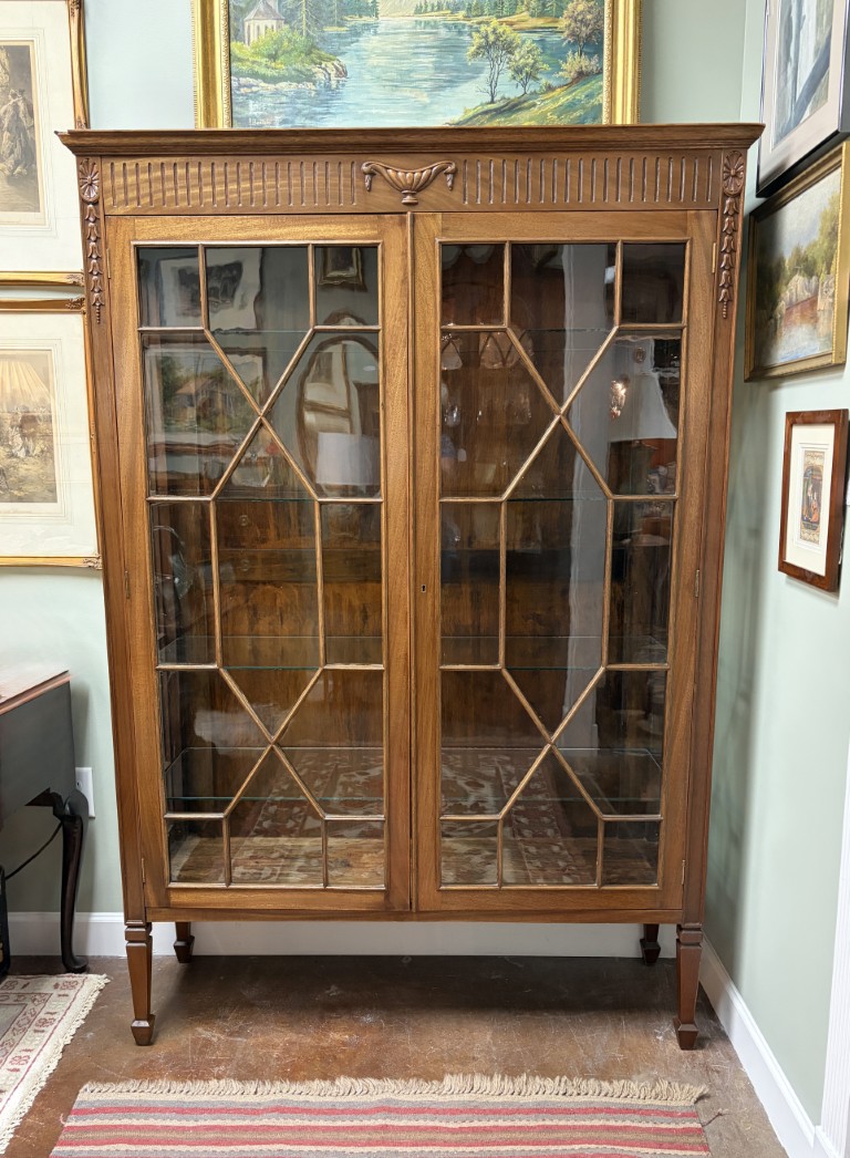 Antique Adams Style Glass Door China Cabinet circa 1920 Antique Adams Style Glass Door China Cabinet circa 1920