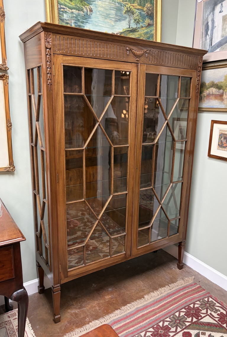 Antique Adams Style Glass Door China Cabinet circa 1920 Antique Adams Style Glass Door China Cabinet circa 1920